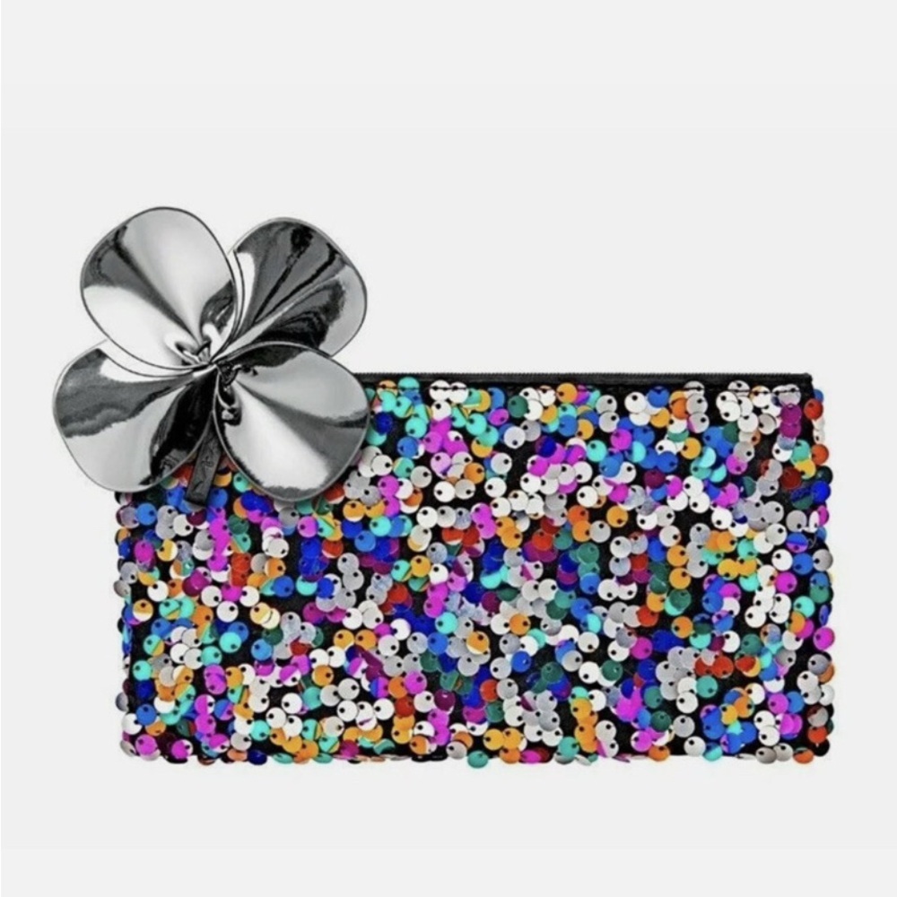 MAC Multicolor Sequin bag with Silver Flower Accent